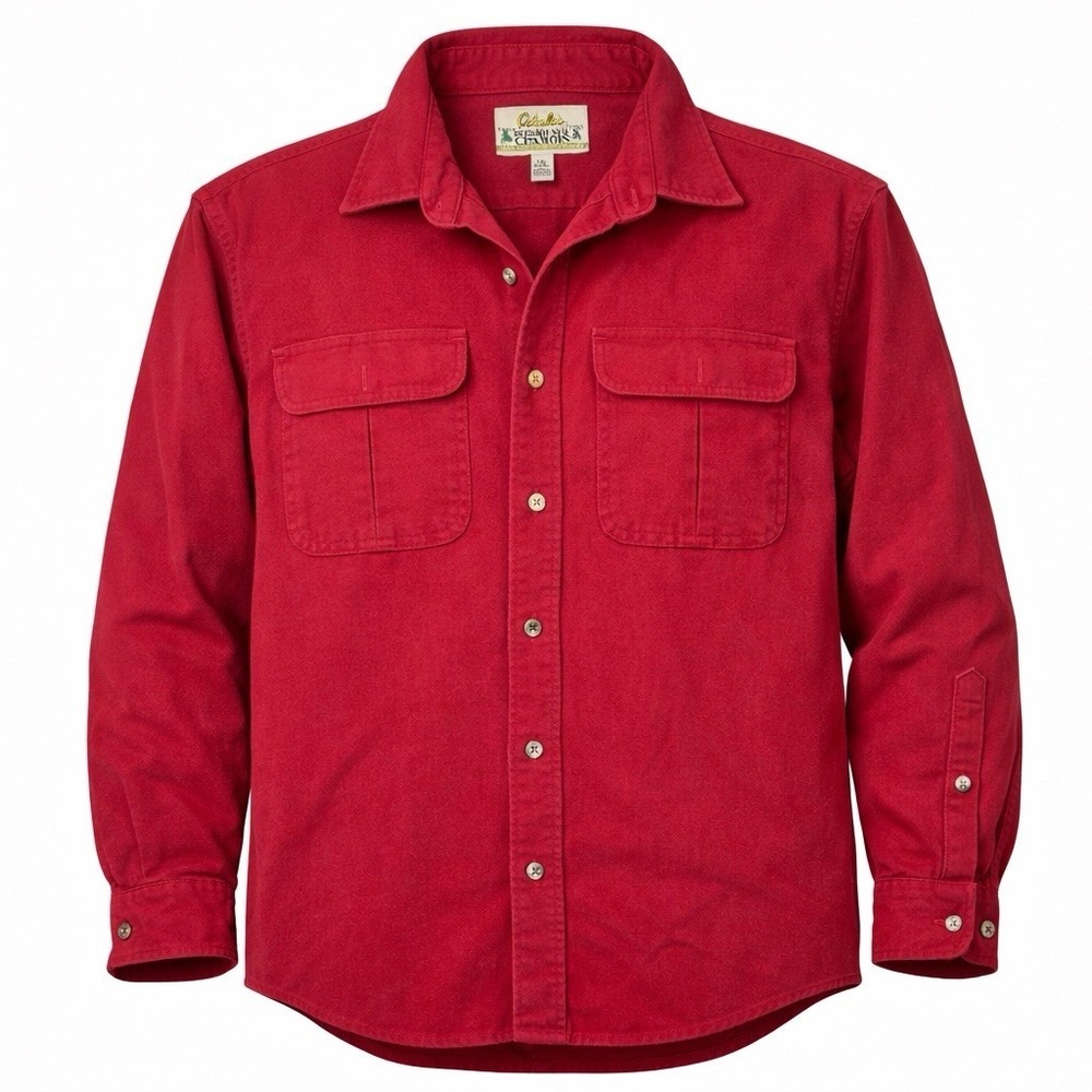 Cabela's Shirt Deerskin Soft Chamois Flannel Men's Large Button Up Heavyweight